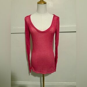 American Eagle Pink Long Sleeve Scoopneck Top